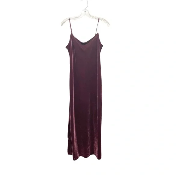 Gap Velvet Midi Cami Slip Dress Noir Red Size Small - Picture 3 of 9